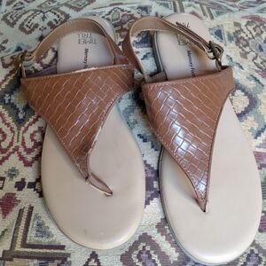 Time and Tru Thong Sandals with Adjustable Slingback